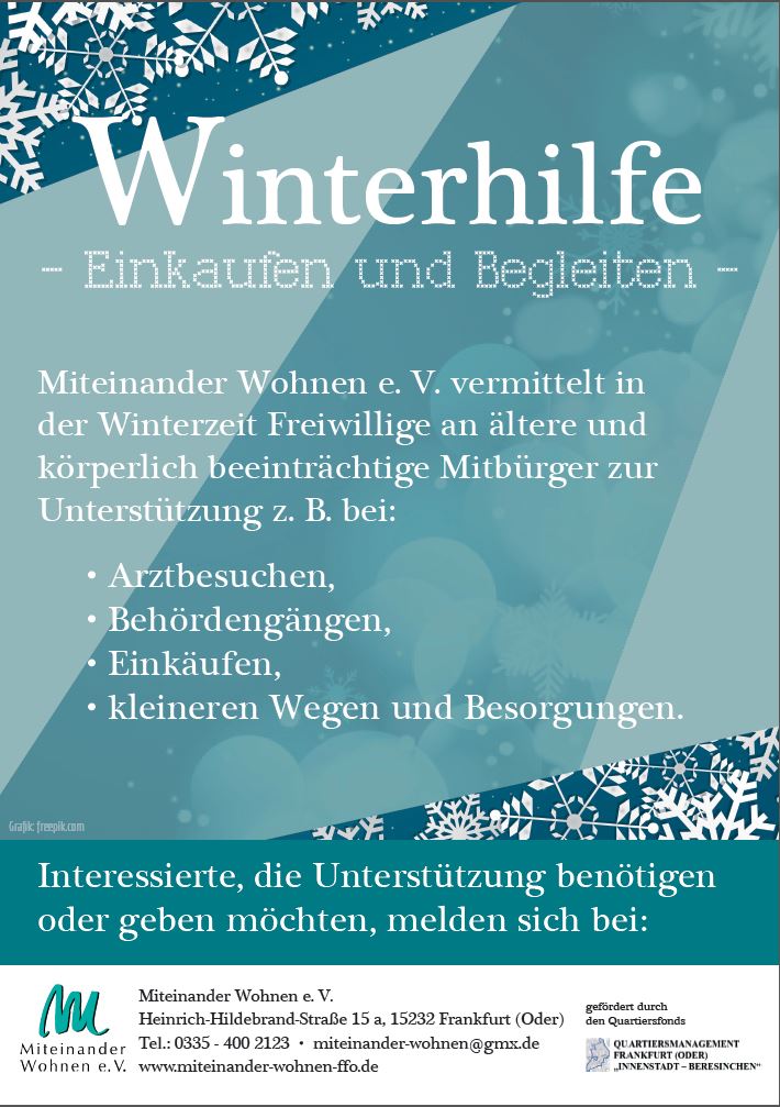 Winterhilfe Miteinander Wohnen Aushang